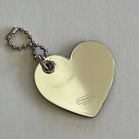Coach Poppy Mirrored Heart Hangtag Bag Charm Keyfob Hang Tag Multi - Picture 4 of 14